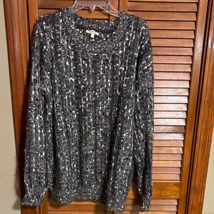 Mystree Black and White Textured Sweater